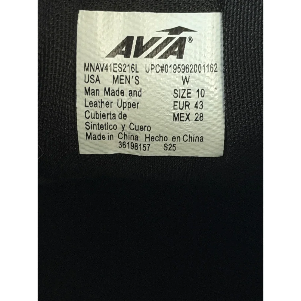 AVIA Men's Strap Black Leather Walking Shoes Memory Foam Insole 10W WIDE WIDTH